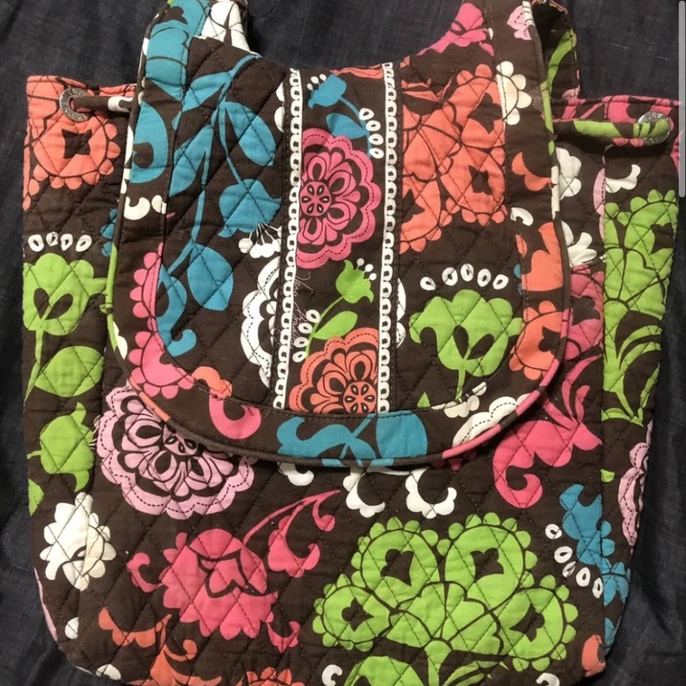 Vera Bradley Backpack Purse Total Lola Paisley Floral Removable Straps Brown